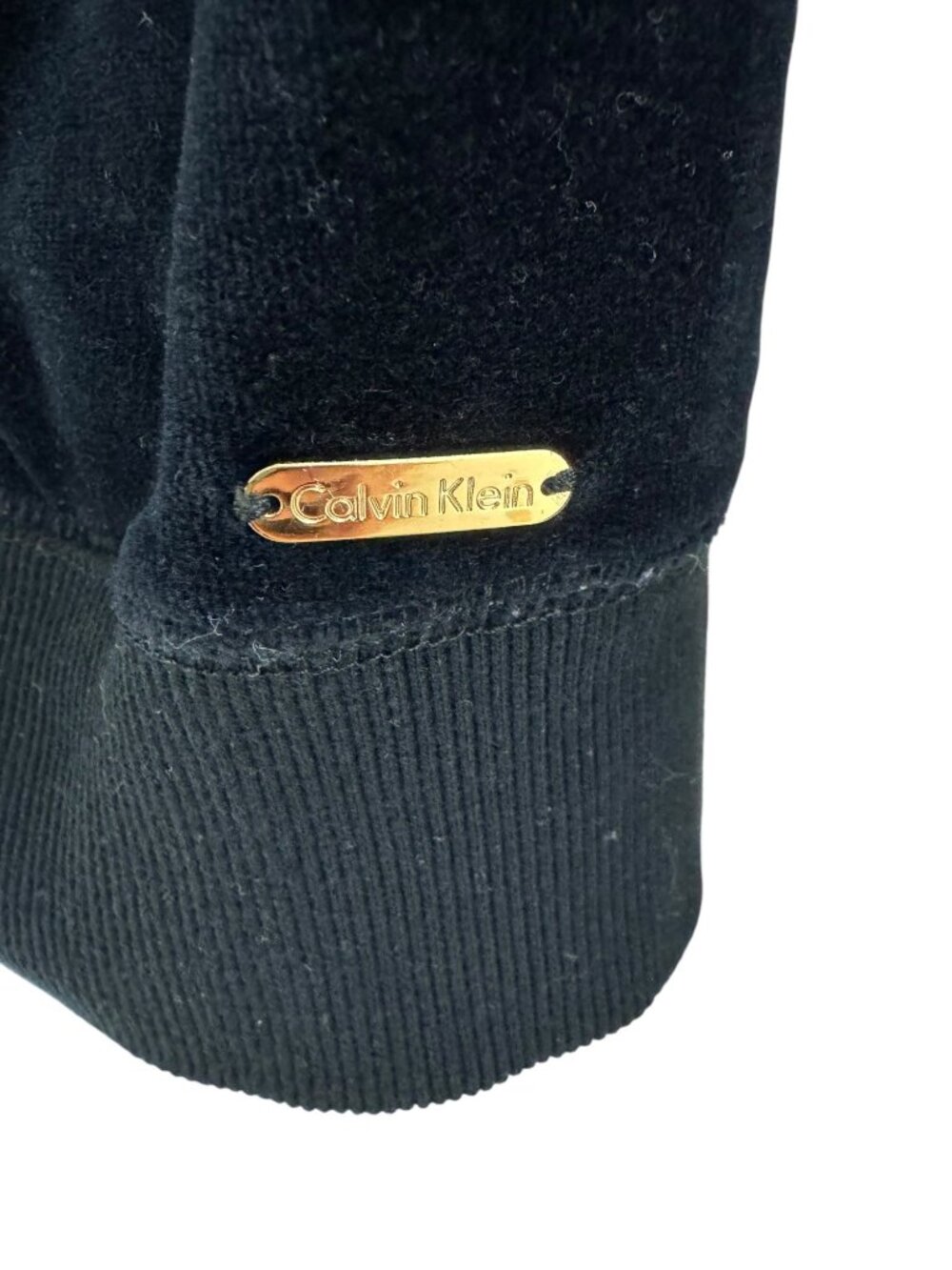 Calvin Klein Velvet Velour Striped Blue High Neck Vintage Jacket Full Zip Size M - Picture 3 of 9